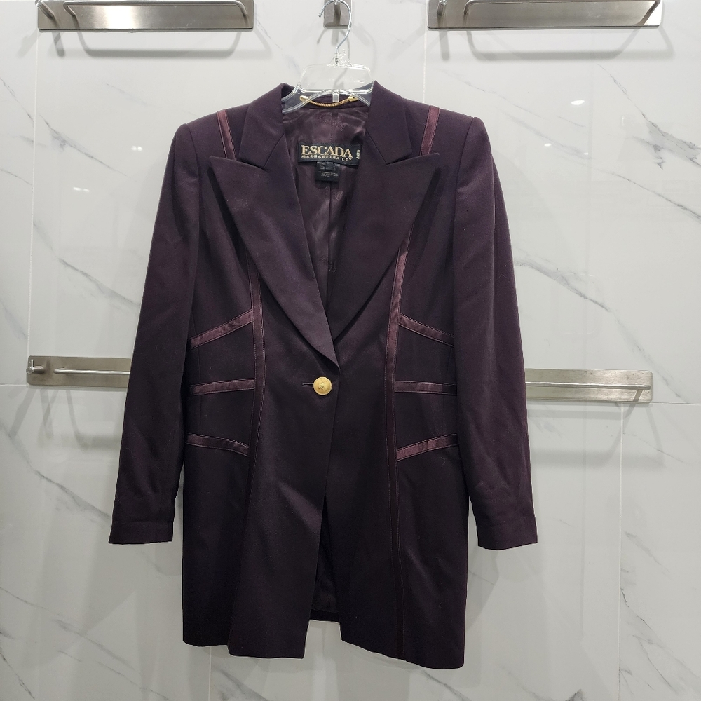 Escada Vintage 1990s Escada Margaretha Ley Burgundy Wool Blazer Jacket